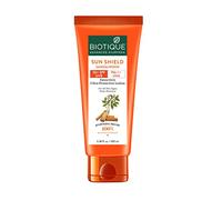 Biotique Bio Sandalwood Sunscreen Ultra Soothing Face Lotion, SPF 50+ Ultra Protective Lotion Keeps Skin Soft, Fair and Moisturized Water Resistant For All Skin Types 100 ml (Pack of 1) Red