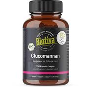 Biotiva Glucomannan high dose Organic - 150 Capsules - Konjac-Root - Low in Calories, for Dieting - Without additives - 100% Vegan