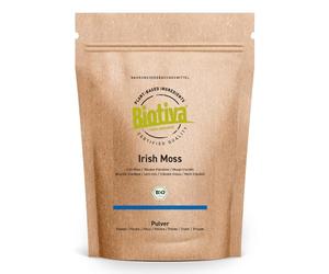 Biotiva Irish Moss Powder Organic 125g - 100% Organic - Chondrus crispus - Red Alga - Vegan - Without additives - Packed and Certified in Germay