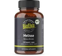 Biotiva Lemon Balm Organic 150 Capsules - Melissa officinalis - 450mg - Without additives - Bottled and Checked in Germany (DE-ECO-005)