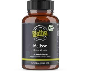 Biotiva Lemon Balm Organic 150 Capsules - Melissa officinalis - 450mg - Without additives - Bottled and Checked in Germany (DE-ECO-005)