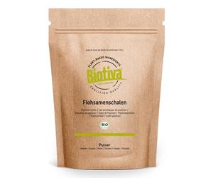 Biotiva Psyllium Husk Powder Bio 1000g (2x500g) - Ground - Psyllium - Rich in Fibre - Bottled and Controlled in Germany