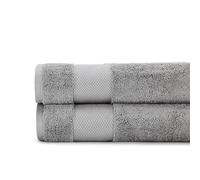 BIOWEAVES 100% Organic Cotton 700 GSM Plush Bath Towels 30" x 58" GOTS Certified - Light Grey, Pack of 2