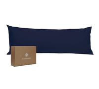 BIOWEAVES 100% Organic Cotton Body Pillow Cover for Body Pillowcases 300 Thread Count Soft Sateen Weave GOTS Certified with Zipped Closure - 21" x 54", Navy Blue