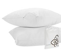 Bioweaves 100% Organic Cotton Breathable Pillow Protectors GOTS Certified with Zipped Closure - Euro, 26" x 26", 2-Pack