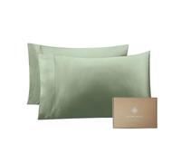 Bioweaves 100% Organic Cotton Envelope Pillow Cases 300 Thread Count Soft Sateen Weave GOTS Certified - 20 X 37, Set of 2, Basil