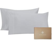 BIOWEAVES 100% Organic Cotton Pillow Cases 300 Thread Count Soft Sateen Weave GOTS Certified - Standard/Queen Size, Set of 2, Glacier Gray