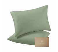 Bioweaves 100% Organic Cotton Pillow Cases - 50 x 75 cm | 300 Thread Count Luxe Sateen Weave, GOTS Certified | Standard Housewife Pillowcases with Envelope Closure | Basil, 2 Pack