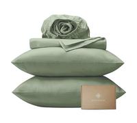 BIOWEAVES 100% Organic Cotton Sheets, 300 Thread Count 4-Piece GOTS Certified Bed Sheet Set Fits Mattress Upto 17" Deep Pocket, Soft & Silky Sateen Weave (California King, Basil)