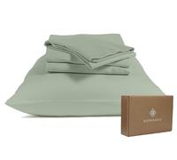 BIOWEAVES 100% Organic Cotton Sheets, 300 Thread Count 4-Piece GOTS Certified Bed Sheet Set Fits Mattress Upto 17" Deep Pocket, Soft & Silky Sateen Weave (King, Basil)