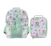 Bioworld 16" Backpack & Lunch Box Set For School And Travel, Disney Princesses Green