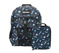 Bioworld 16" Backpack & Lunch Box Set For School And Travel, Minecraft Aop Black, One size, Backpack Set