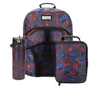 Bioworld 16" Backpack & Lunch Box Set With Stainless Steel Water Bottle For School And Travel, Spider-man Classic Aop Gray, One size, Backpack