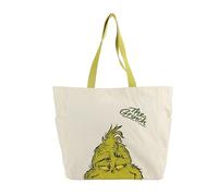 Bioworld Adult 15.5" Canvas Tote Bag, The Grinch Canvas White, One size, The Grinch Canvas White