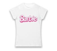 Bioworld Barbie Distressed Logo Ladies T-Shirt-M White
