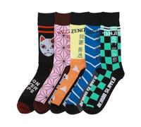 Bioworld Demon Slayer Adult Crew Socks 5-Pack, Multicolored, One Size