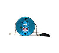 Bioworld Disney Aladdin Glitter Genie Round Shaped Bag with Chain Shoulder Strap School Backpack, 21 cm, Blue