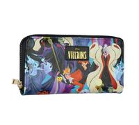 Bioworld Disney Villains Wallet Character Collage Design Zip Around Clutch Pocketbook