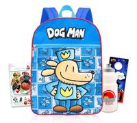 Bioworld Dog Man Backpack for Toddlers School Bundle w/ 16in Bookbag + More | Large Durable DogMan School Bag w/ Front Zip Pocket Plus Water Bottle, More - Dog Man School Supplies