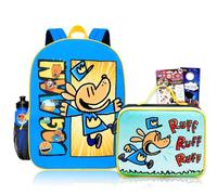 Bioworld Dog Man Backpack with Lunch Box Set - Bundle with 16" DogMan Backpack, Lunch Bag, Stickers, Water Bottle, More | Dog Man School Bag Set for Boys, Girls, Kids