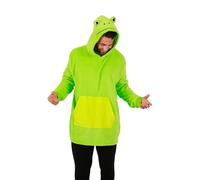 Bioworld Frog Sunggle Hoodie Blanket 2 in 1 Wearable Pillow Blanket Soft Green Oversized Hooded Throw Great Winter Gift