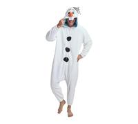 Bioworld Frozen Olaf Adult White Long Sleeve Hooded Kigurumi Onesie Costume Cosplay Suit-Large