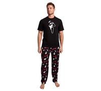 Bioworld Ghostface Mask Men's 2-Pack Pajama Set, Ghostface Mask Black, M
