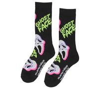 Bioworld Ghostface Scream Movie Film Neon Paint Character Halloween Crew Socks Size 8-12, Black, One Size