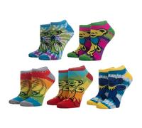 Bioworld Grateful Dead 5 Pack pair Tie Dye ankle Socks for men, Multicolored, One size