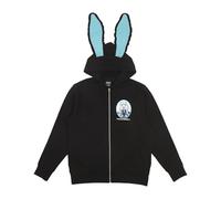 Bioworld Hatsune Miku Character & Logon Women's Black Long Sleeve Zip Hooide With Cosplay Bunny Ears