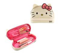 Bioworld Hello Kitty Character Face White Glitter 6" Cosmetic Pouch