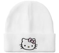 Bioworld Hello Kitty Embroidered Cuff Beanie - Official Sanrio Merchandise White Knit Woolly Hat