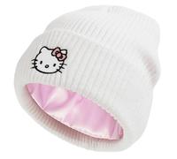 Bioworld Hello Kitty Ribbed Knit Embroidered Cuff Beanie - Official Sanrio Merchandise White Woolly Hat