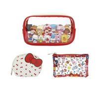 Bioworld Hello Kitty X Strawberry Shortcake Character Print 3-Piece Cosmetic Set