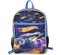 Bioworld Hot Wheels 16" Kids Backpack - Colorful Cartoon School Bag with Front Pocket & Side Mesh, Lightweight Travel Backpack for Boys & Girls