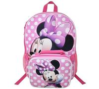 Bioworld Kids Backpack & Lunch Bag Set -Minnie Mouse 16" Lightweight School Bookbag with Insulated Lunch Bag - Perfect for Preschool & Elementary Girls