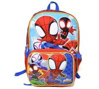 Bioworld Kids Backpack & Lunch Bag Set -Spidey & Friends 16" Lightweight School Bookbag with Insulated Lunch Bag - Perfect for Preschool & Elementary Boys