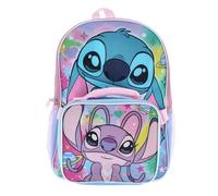 Bioworld Kids Backpack & Lunch Bag Set -Stitch & Angel 16" Lightweight School Bookbag with Insulated Lunch Bag - Perfect for Preschool & Elementary Girls