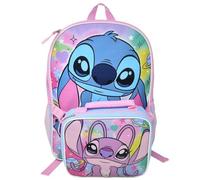 Bioworld Kids Backpack & Lunch Bag Set -Stitch & Angel 16" Lightweight School Bookbag with Insulated Lunch Bag - Perfect for Preschool & Elementary Girls