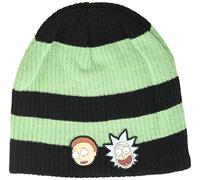 Bioworld Men's Rick and Morty Faces Striped Cuffless Beanie, Green (Green Green), One Size