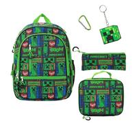 Bioworld Minecraft Backpack 5-Piece Set including Insulated Lunch Bag (Kids/Teens)