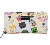 Bioworld Minecraft Faux Leather Full Zip Around Clutch Wallet Game Characters Creeper Alex Steve Enderman Zombie
