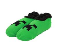 Bioworld Minecraft Official Merchandise Creeper Face Women’s Green Slipper Socks Large