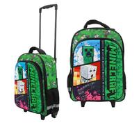 Bioworld Minecraft Rolling 16” Backpack with Adjustable Handle