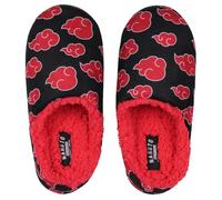Bioworld Naruto Shippuden Fuzzy Slippers, Naruto Akatsuki Red Cloud Fleece Lined Slippers For Men For Women, House Slippers for Indoors, Black, XL