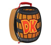 Bioworld Nintendo Donkey Kong DK Barrel Shaped Insulated Lunch Bag Tote For Hot And Cold Food, Drinks, And Snacks 10"