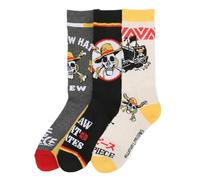 Bioworld One Piece Live Action Straw Hat Pirates Adult 3-Pair Casual Crew Socks