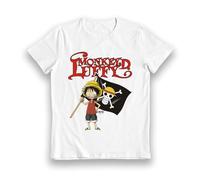 Bioworld One Piece Monkey D Luffy Flag White Kids T-Shirt - 07-08 Year