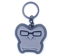 Bioworld Overwatch Winston Gorilla Metal Keychain - High Gloss Enamel Light & Dark Grey Key Chain, Pink, White, One size