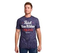 Bioworld Pabst Blue Ribbon Original Men's Blue Crystal Wash Crew Neck Short Sleeve T-Shirt, Pabst Blue Ribbon Original, Large